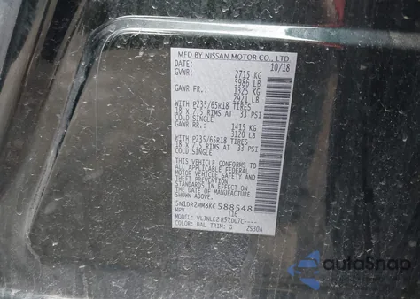 2019 Nissan Pathfinder Sv from USA, damaged, VIN 5N1DR2MM8KC588548